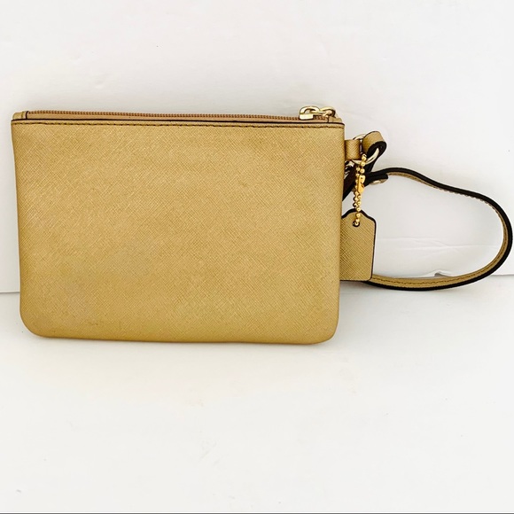 Coach Leather Wristlet Gold Good Condition - Picture 3 of 8